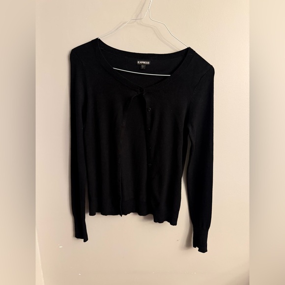 Express Sweaters - Express Black Knit Button Cardigan